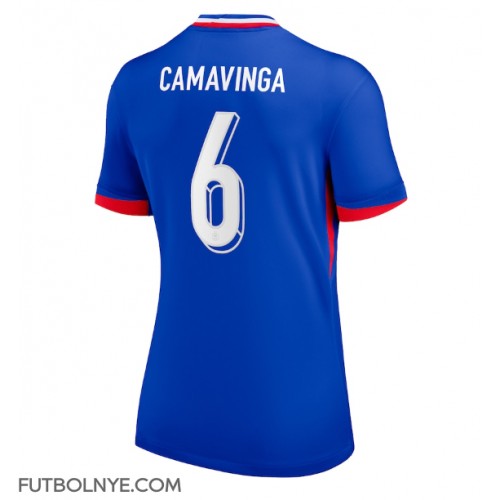 Camiseta Francia Eduardo Camavinga #6 Primera Equipación para mujer Eurocopa 2024 manga corta